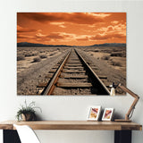 Train Tracks Minimalism Scenery - Train Canvas Wall Art