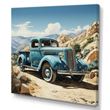 Blue Vintage Pickup In Nevada - Pickup Truck Canvas Wall Art