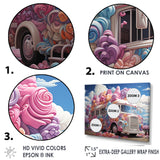 Pastel Ice Cream Van 70s - Car Van Canvas Wall Art