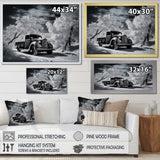 Black And White Truck Charm In Winter photo - Pickup Truck Canvas Wall Art