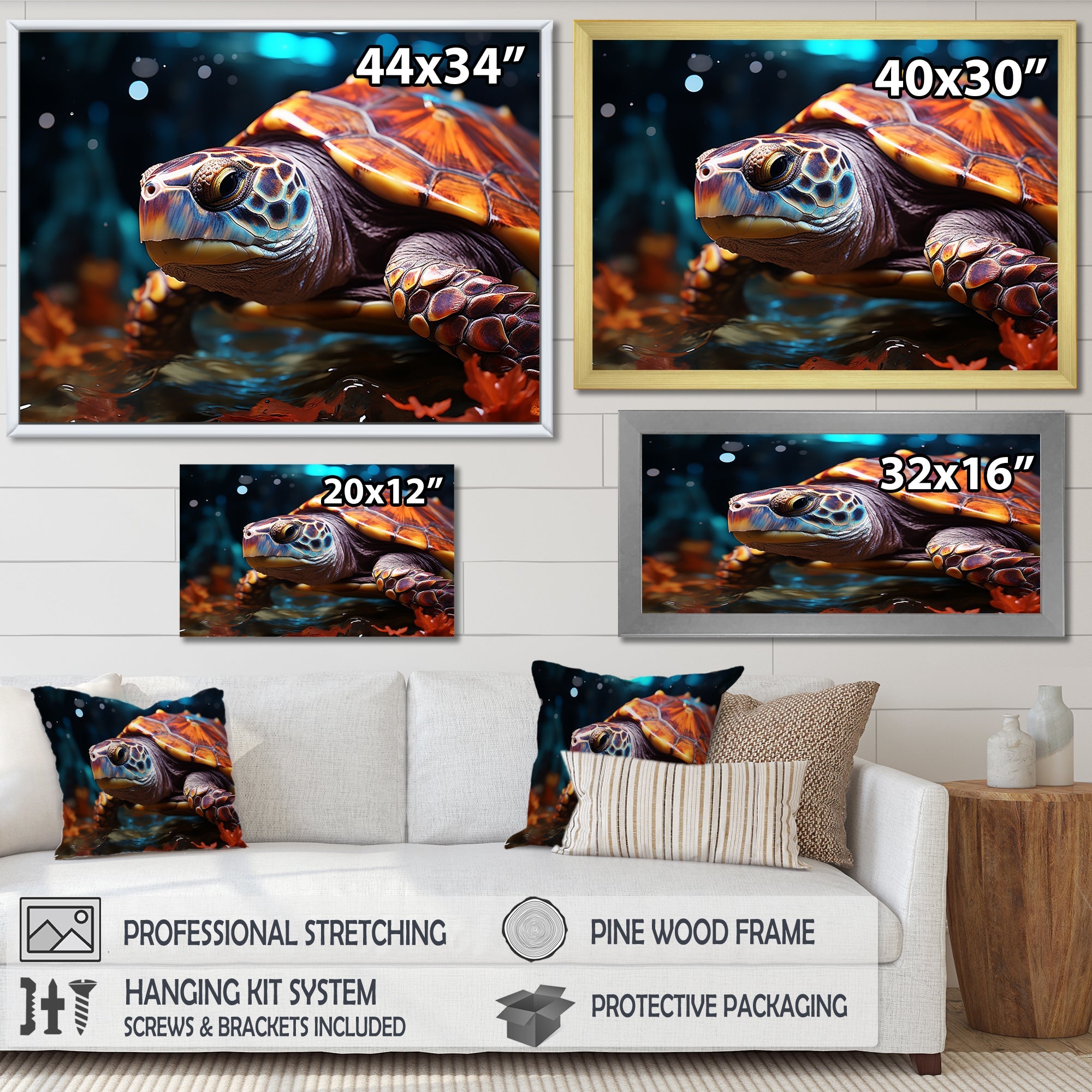 Abstract Aquatic Journey - Turtle Home Decor Art