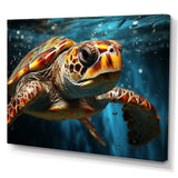 Abstract Representation Of A Turtles Swim - Blue Turtle Wall Art