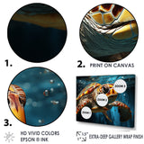 Abstract Representation Of A Turtles Swim - Blue Turtle Wall Art