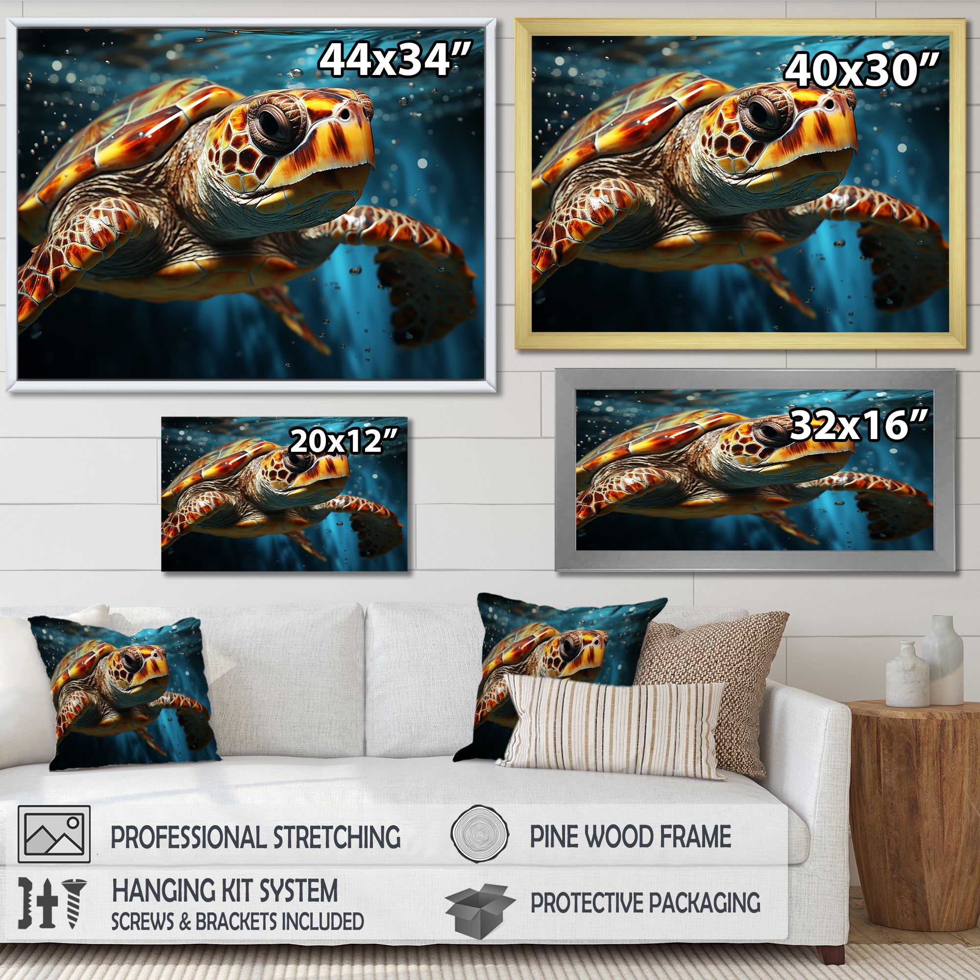 Abstract Representation Of A Turtles Swim - Blue Turtle Wall Art