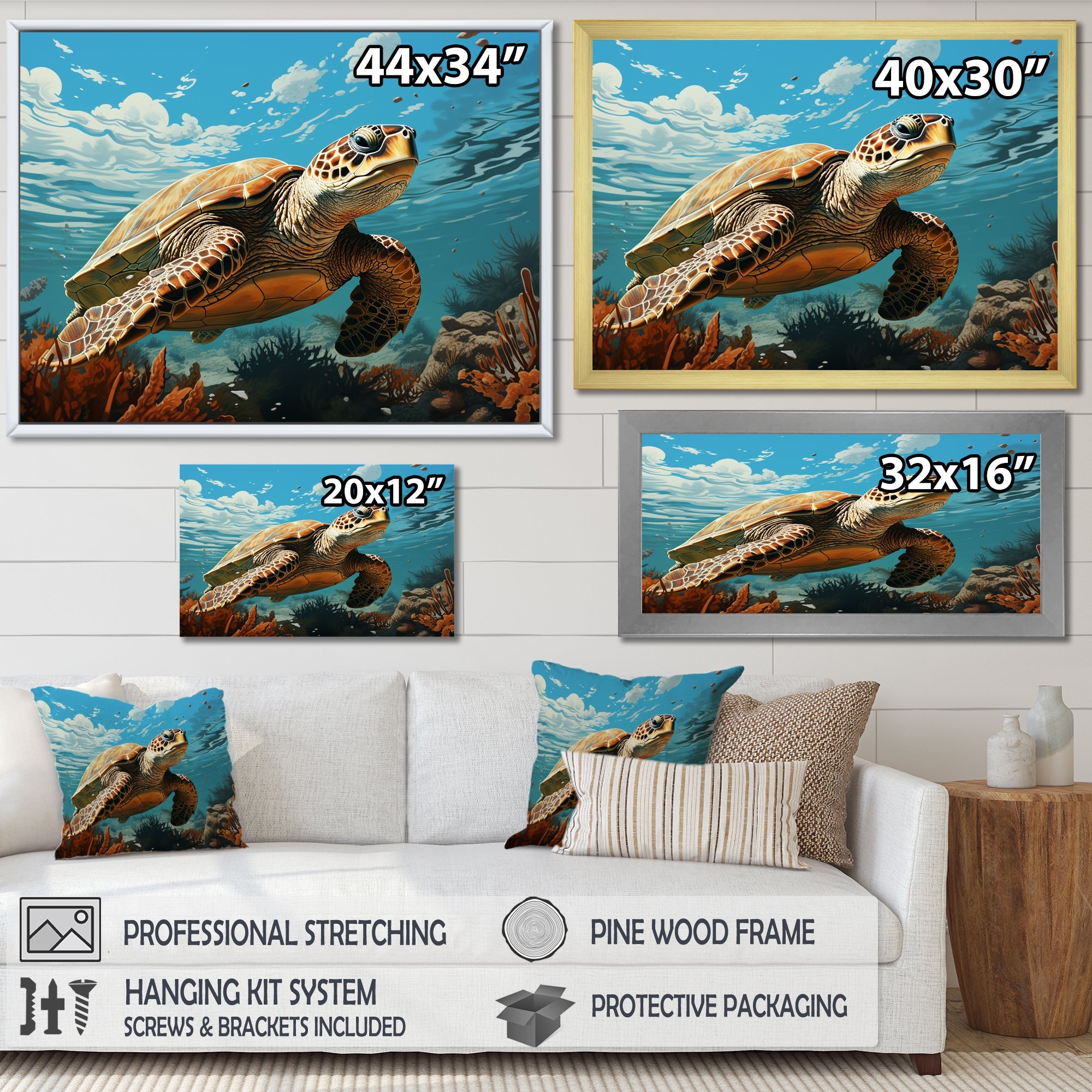 Classic Art Depiction Of A Turtles Coastal Life - Turtle Wall Decor