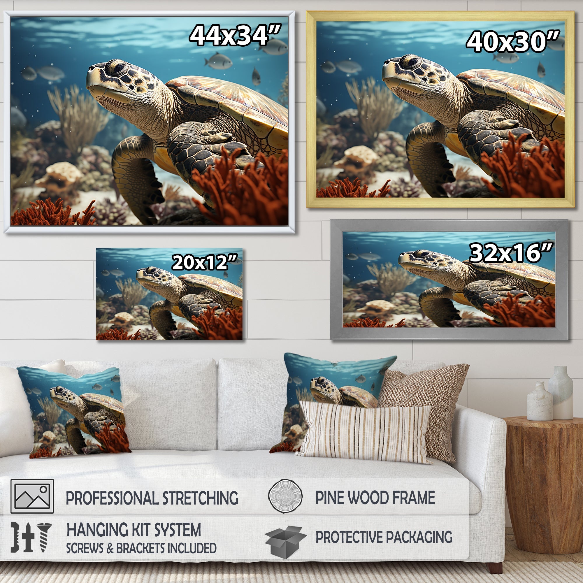 Classic Coastal Life - Turtle Wall Art Prints
