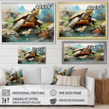 Contemporary Marine Life - Beige Turtle Wall Art