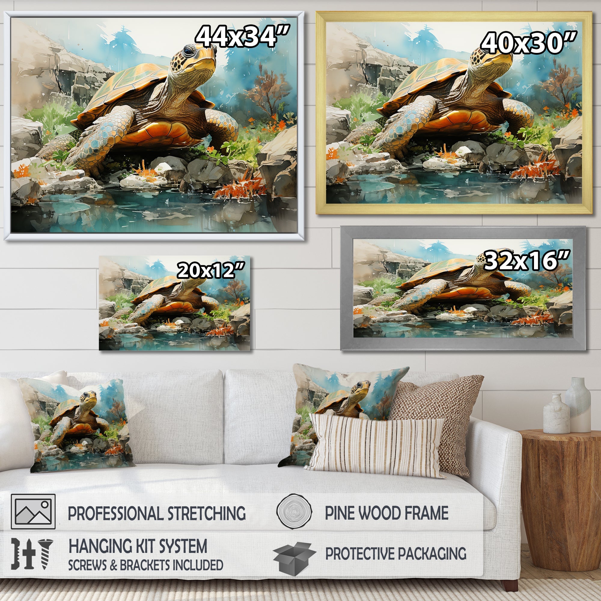 Contemporary Marine Life - Beige Turtle Wall Art