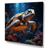 Cosmic Art Style Featuring A Turtle On A Cosmic - Turtle Large Canvas Wall Art