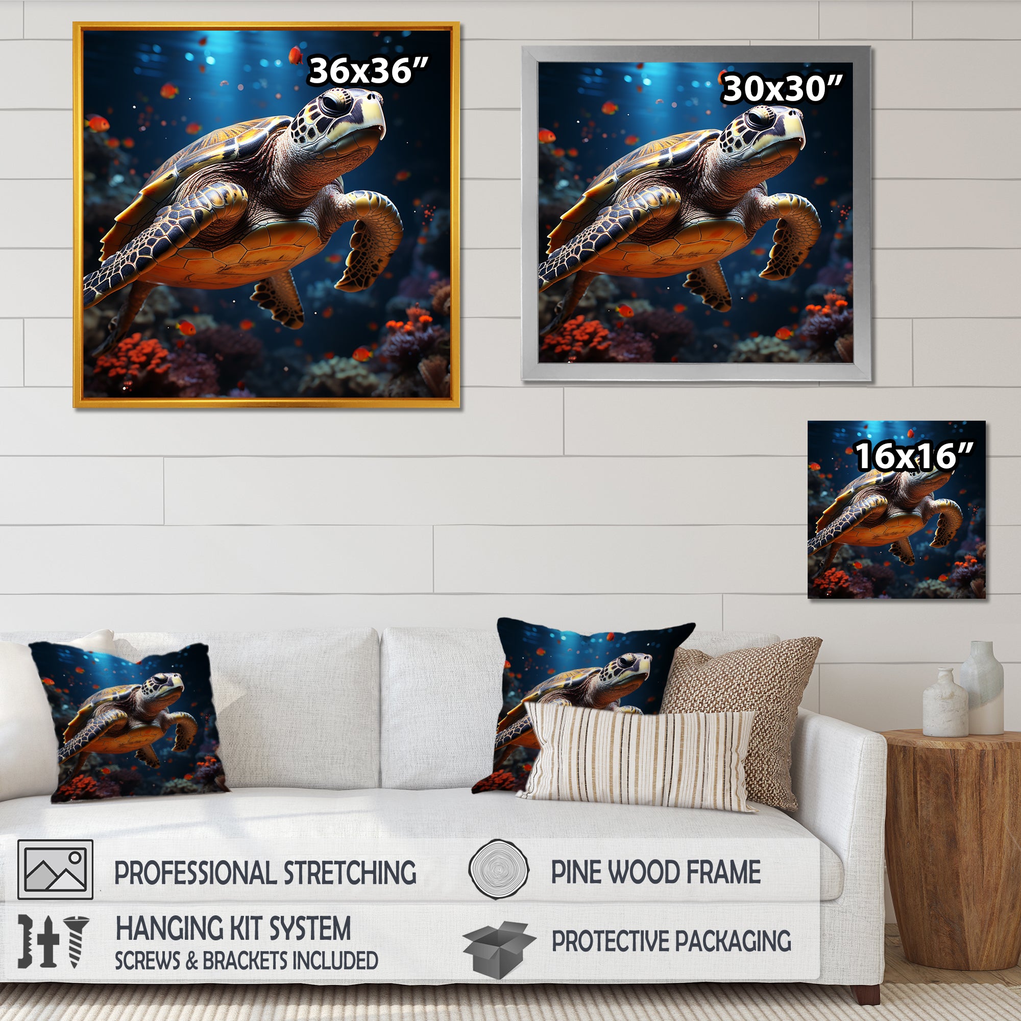 Cosmic Art Style Featuring A Turtle On A Cosmic - Turtle Large Canvas Wall Art