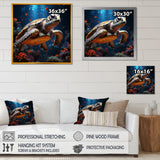 Cosmic Art Style Featuring A Turtle On A Cosmic - Turtle Large Canvas Wall Art