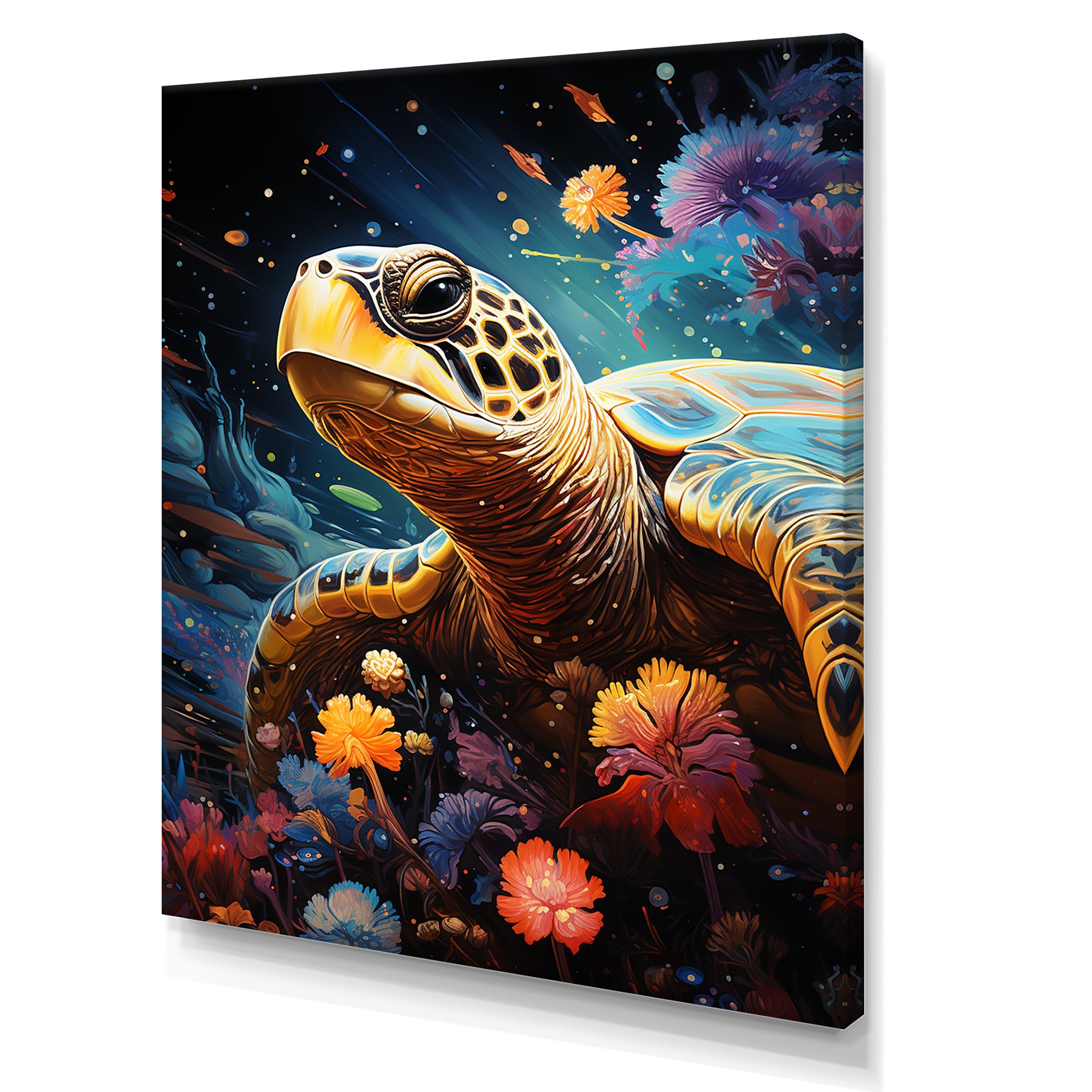 Cosmic Marine Journey - Turtle Living Room Wall Art