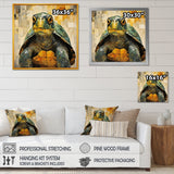 Cubist Abstraction Of A Turtle Using Olive Green - Turtle Canvas Wall Art