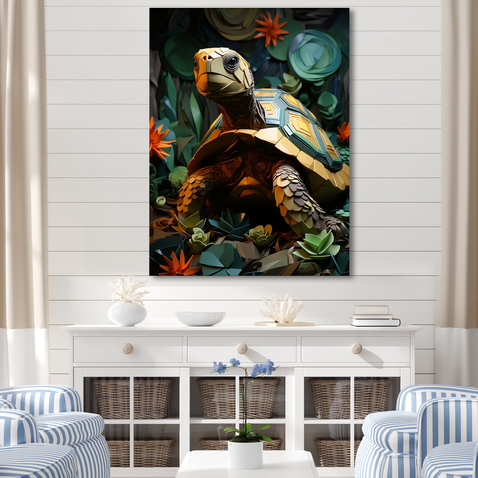 Cubist Reptile - Turtle Canvas Wall Art
