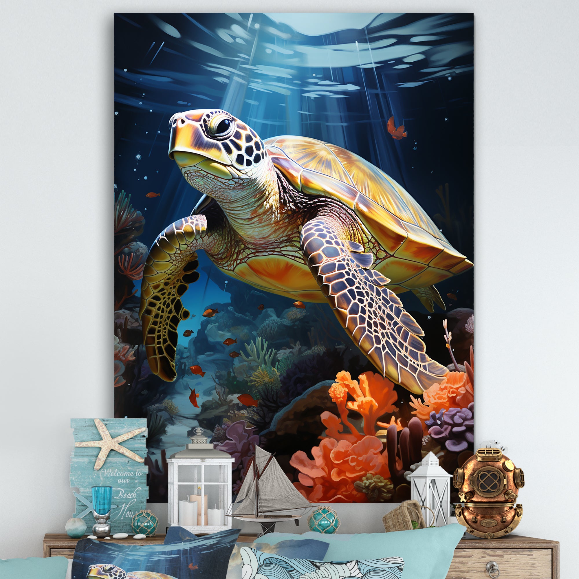 Dreamy Marine Encounter - Turtle Wall Decor