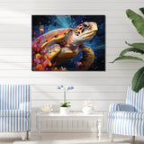 Serene Turtle Underwaters - Blue Turtle Wall Art