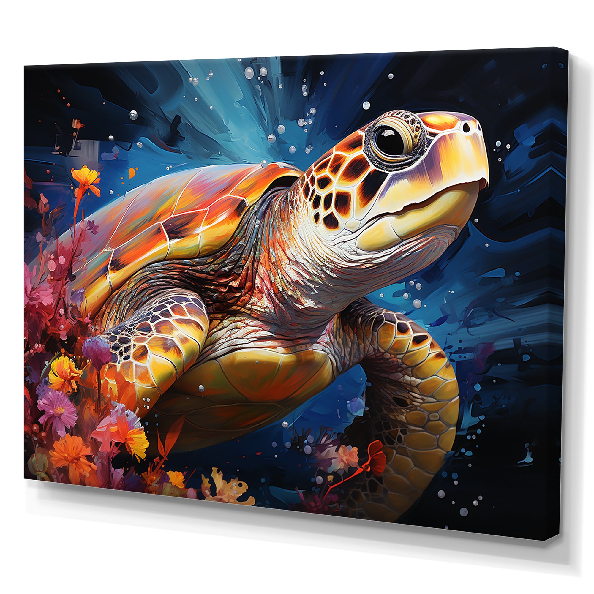 Serene Turtle Underwaters - Blue Turtle Wall Art