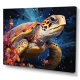 Serene Turtle Underwaters - Blue Turtle Wall Art