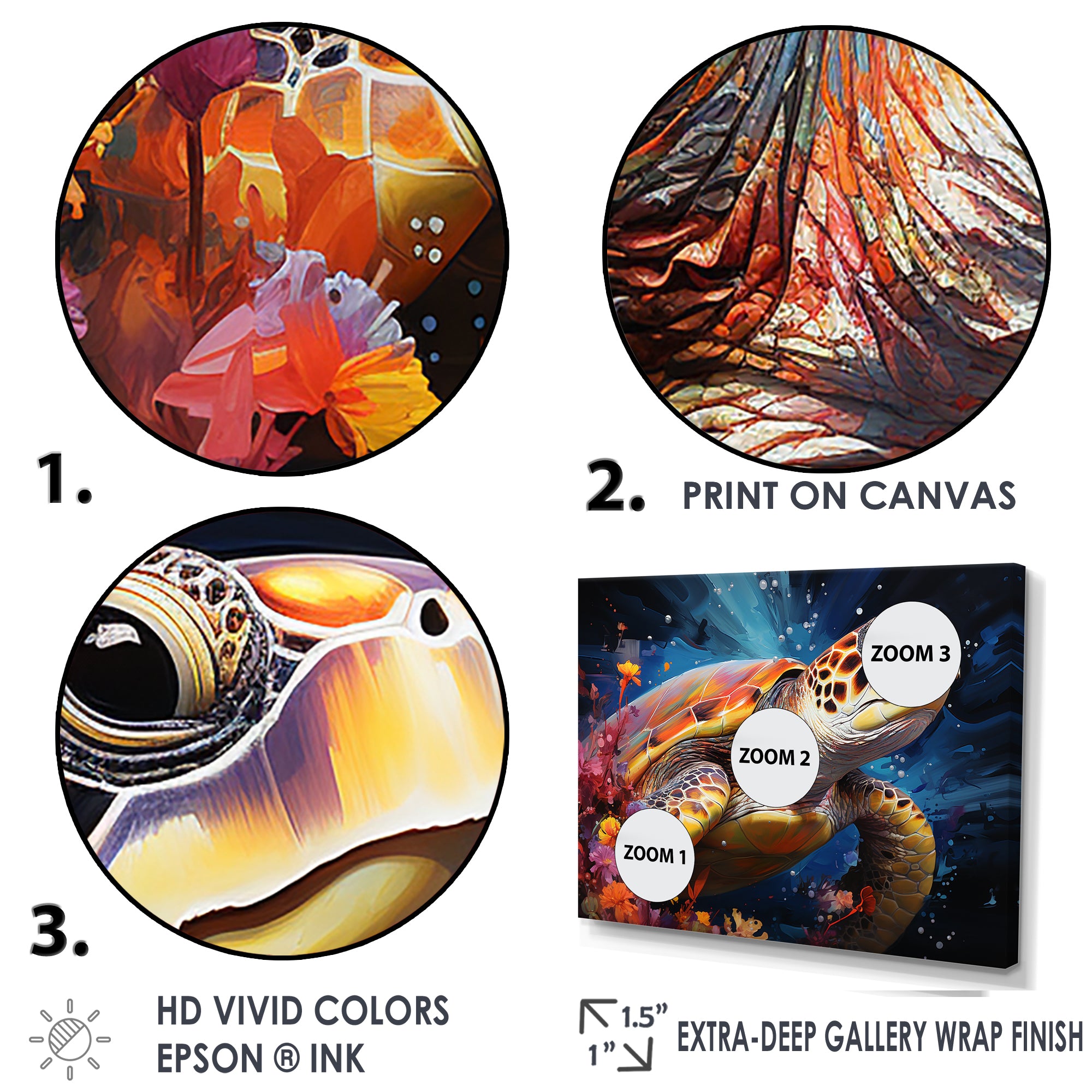 Serene Turtle Underwaters - Blue Turtle Wall Art