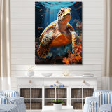 Fantasy Reef - Turtle Large Canvas Wall Art