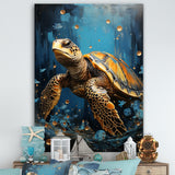 Underwater Golden Shell - Turtle Home Decor Art