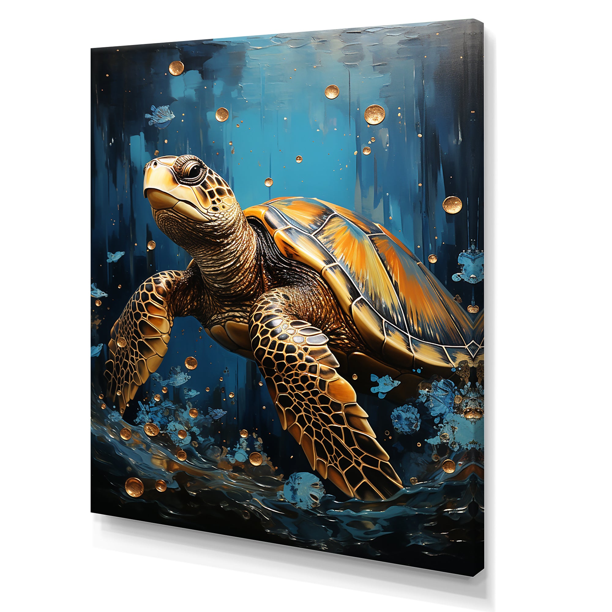 Underwater Golden Shell - Turtle Home Decor Art