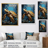 Underwater Golden Shell - Turtle Home Decor Art