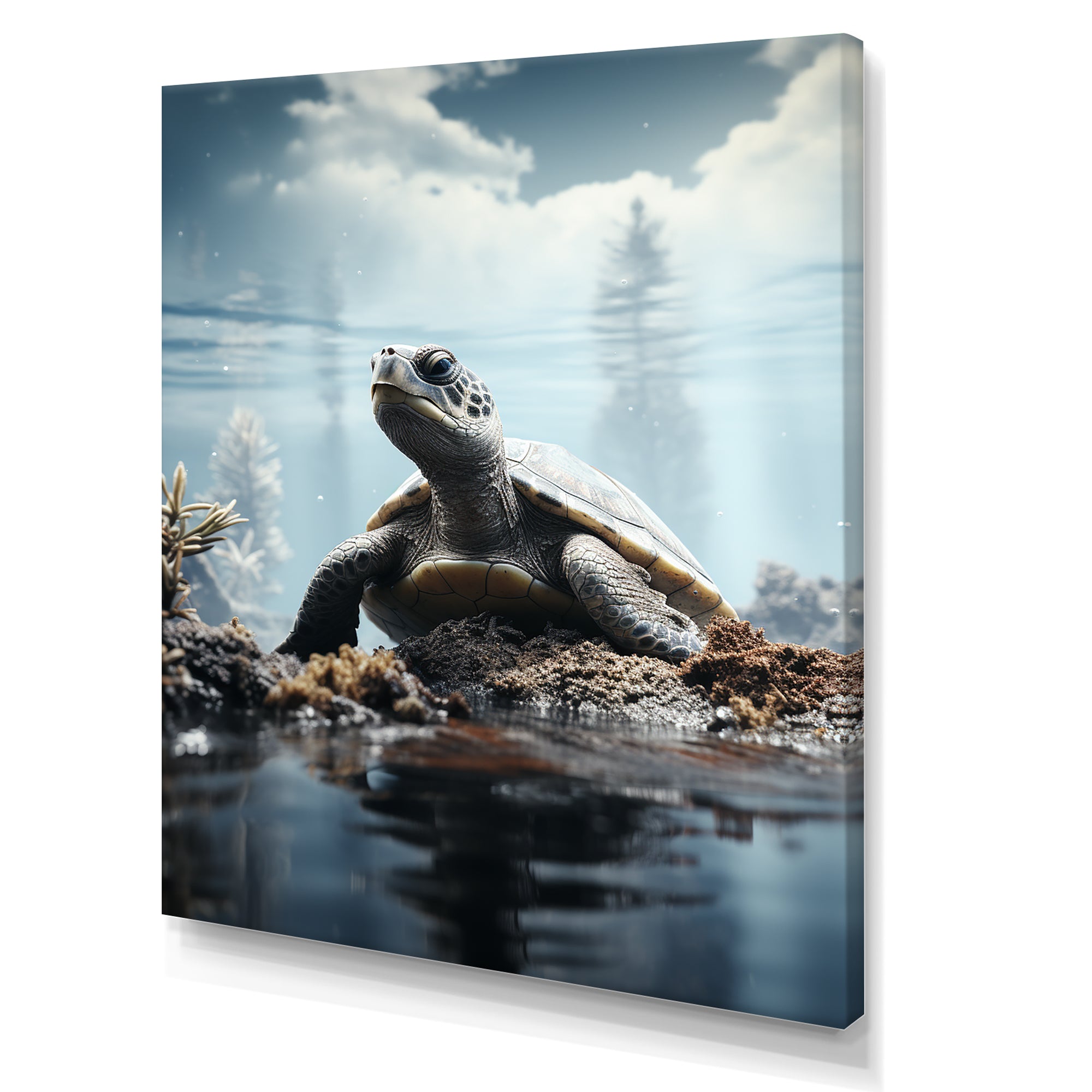 Minimalist Portrayal Of A Turtle - Black Turtle Wall Art