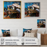 Curious Underwater Sea Turtle - Gray Turtle Wall Art