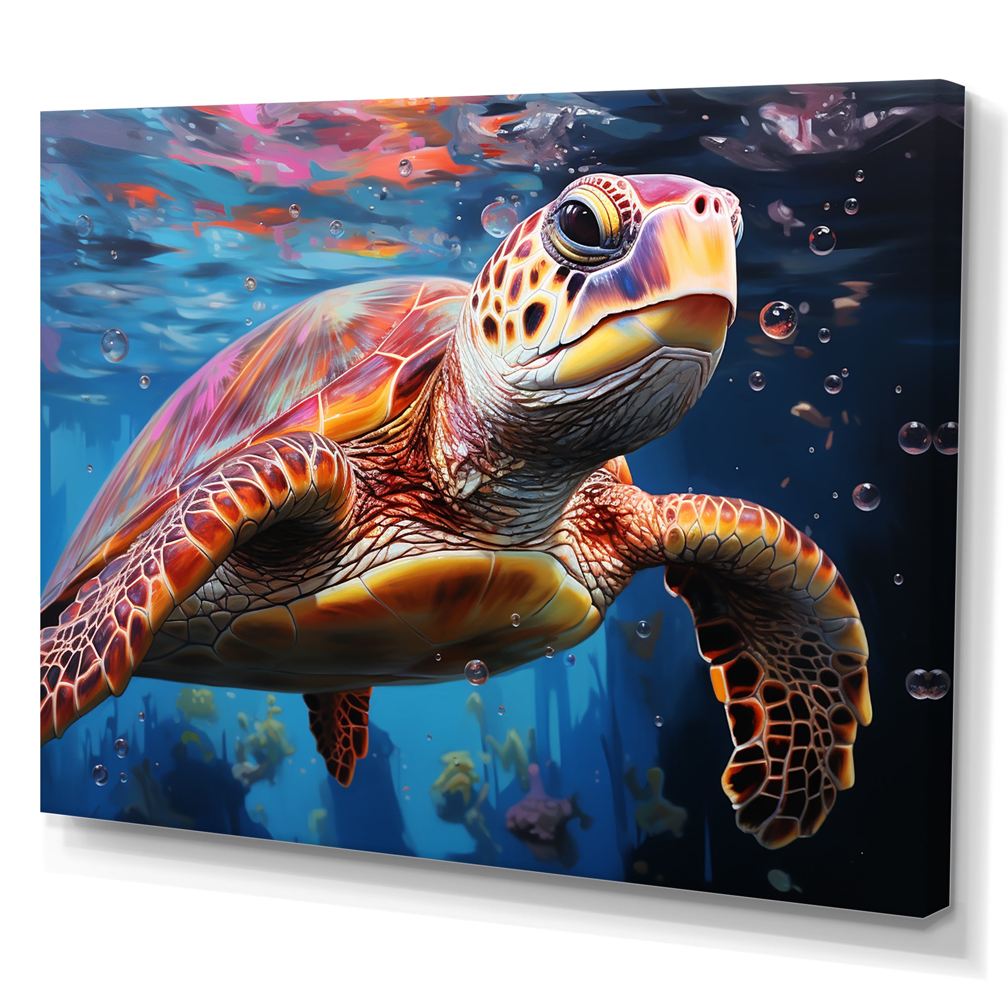 Pastel Sea Turtle - Turtle Large Canvas Wall Art