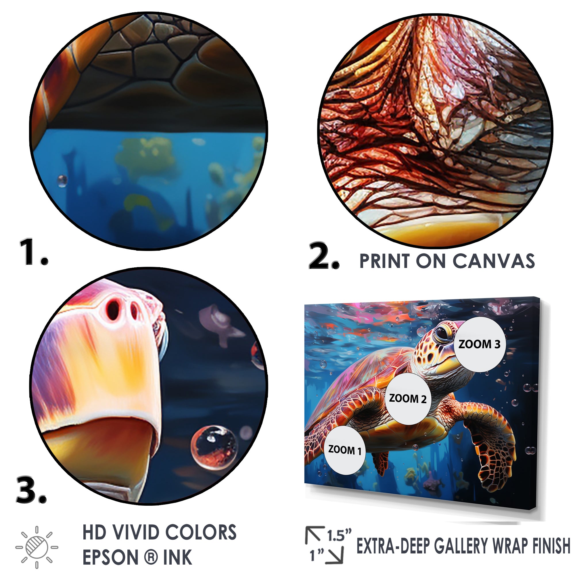 Pastel Sea Turtle - Turtle Large Canvas Wall Art