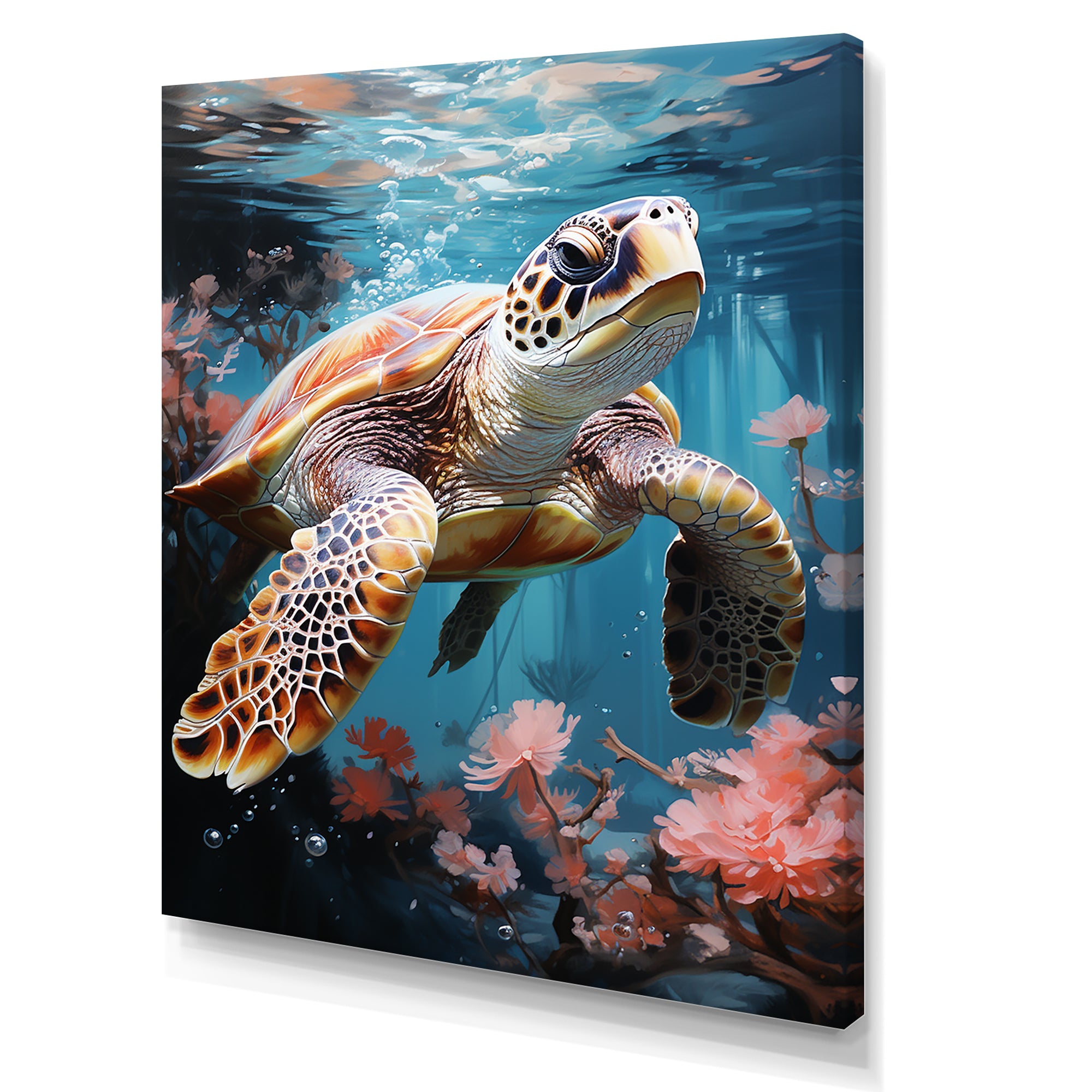 Playful Sea Turtle - Turtle Home Decor Art