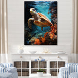 Surreal Underwater Turtle Odyssey - Gray Turtle Wall Art