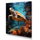 Surreal Underwater Turtle Odyssey - Gray Turtle Wall Art