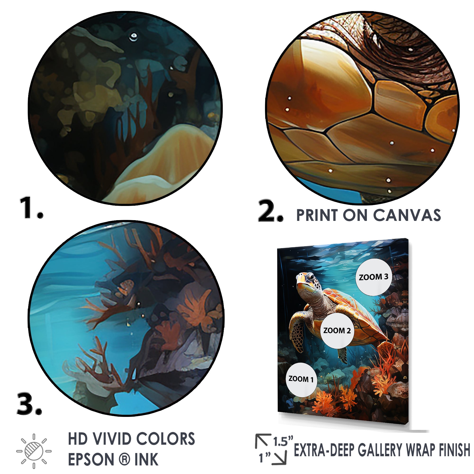 Surreal Underwater Turtle Odyssey - Gray Turtle Wall Art