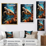 Surreal Underwater Turtle Odyssey - Gray Turtle Wall Art
