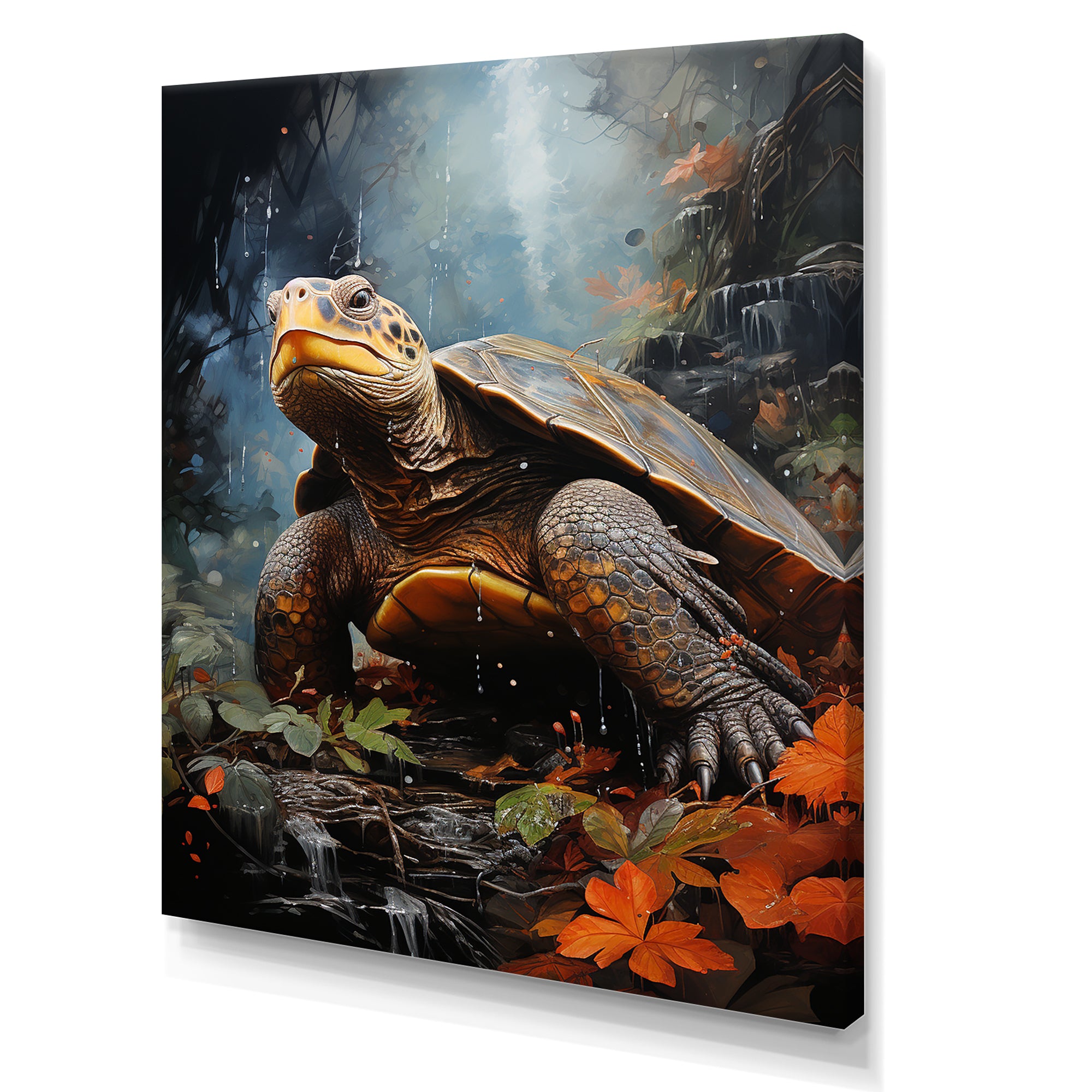 Surrealism Turtle In The Jungle - Turtle Framed Canvas Art