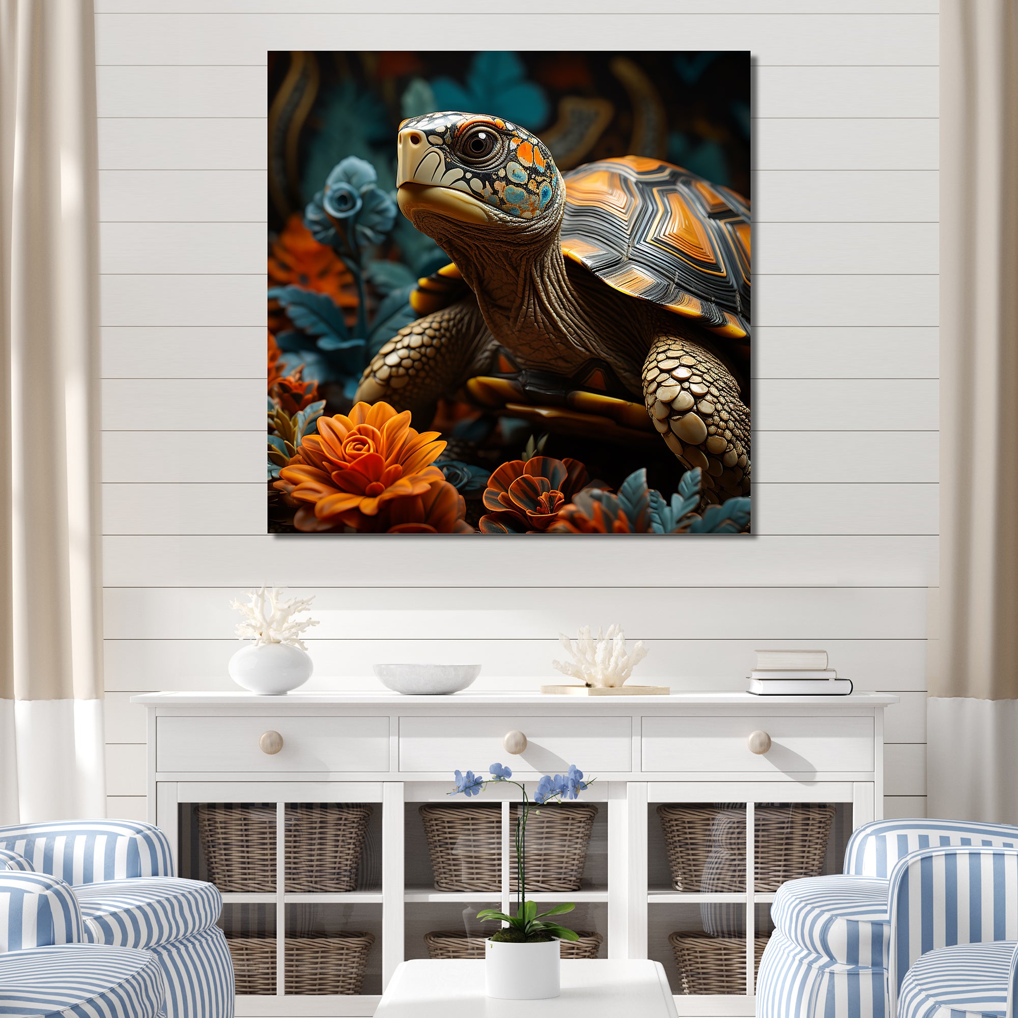 Symbolic Wisdom - Turtle Large Canvas Wall Art