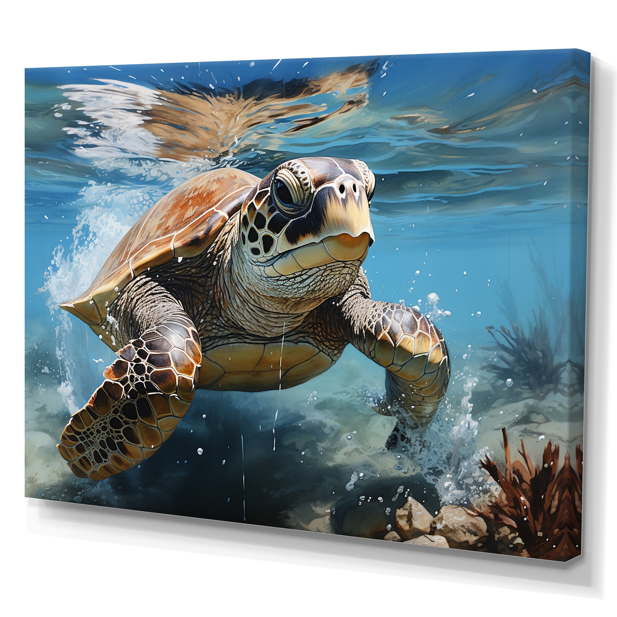 Watercolor Coast - Turtle Canvas Wall Art