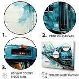 Blue and white Train Railway - Train Canvas Wall Art