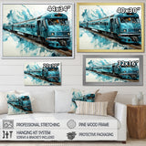 Blue and white Train Railway - Train Canvas Wall Art