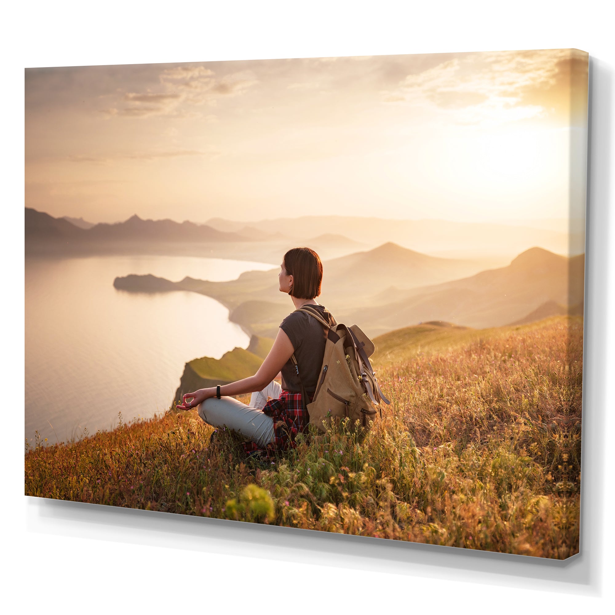 Relaxing Woman Hiking - Hiking Canvas Wall Art