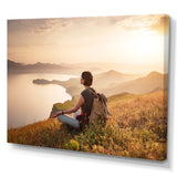 Relaxing Woman Hiking - Hiking Canvas Wall Art