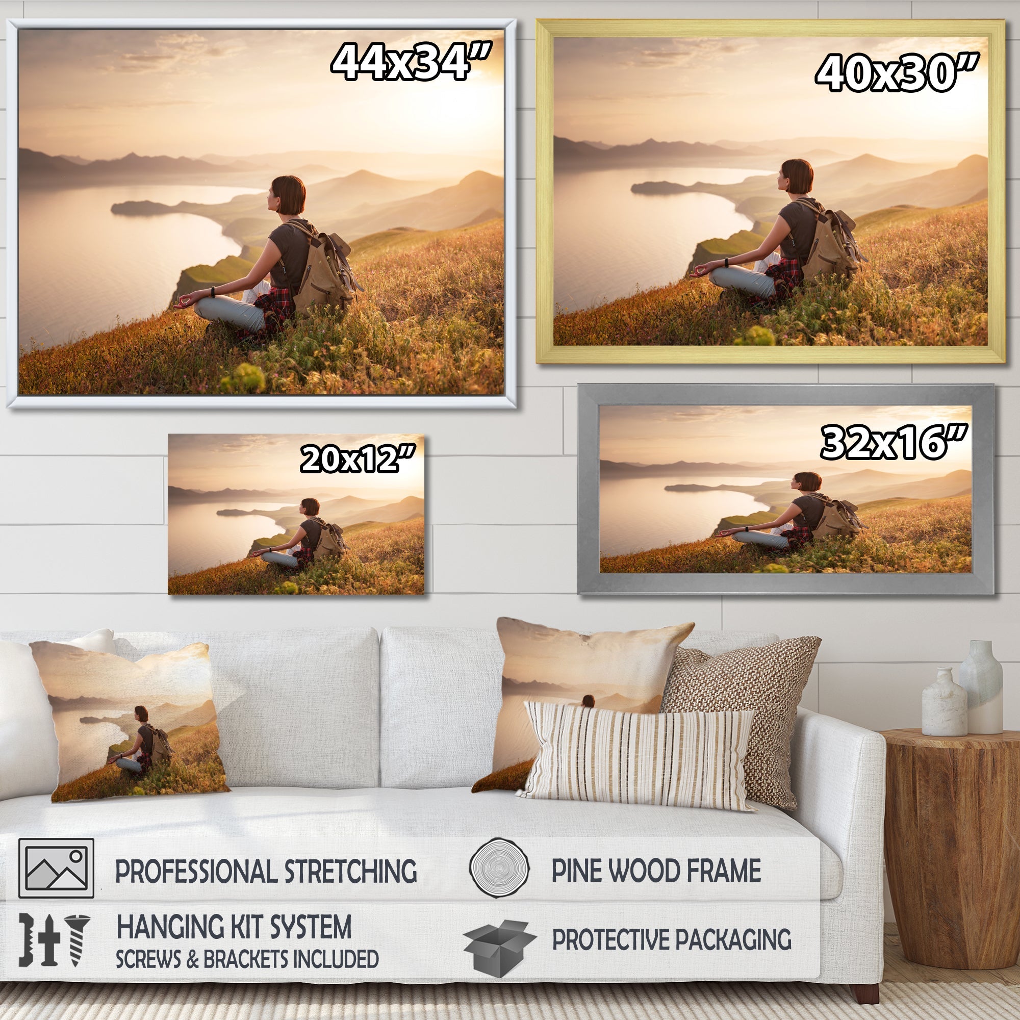 Relaxing Woman Hiking - Hiking Canvas Wall Art
