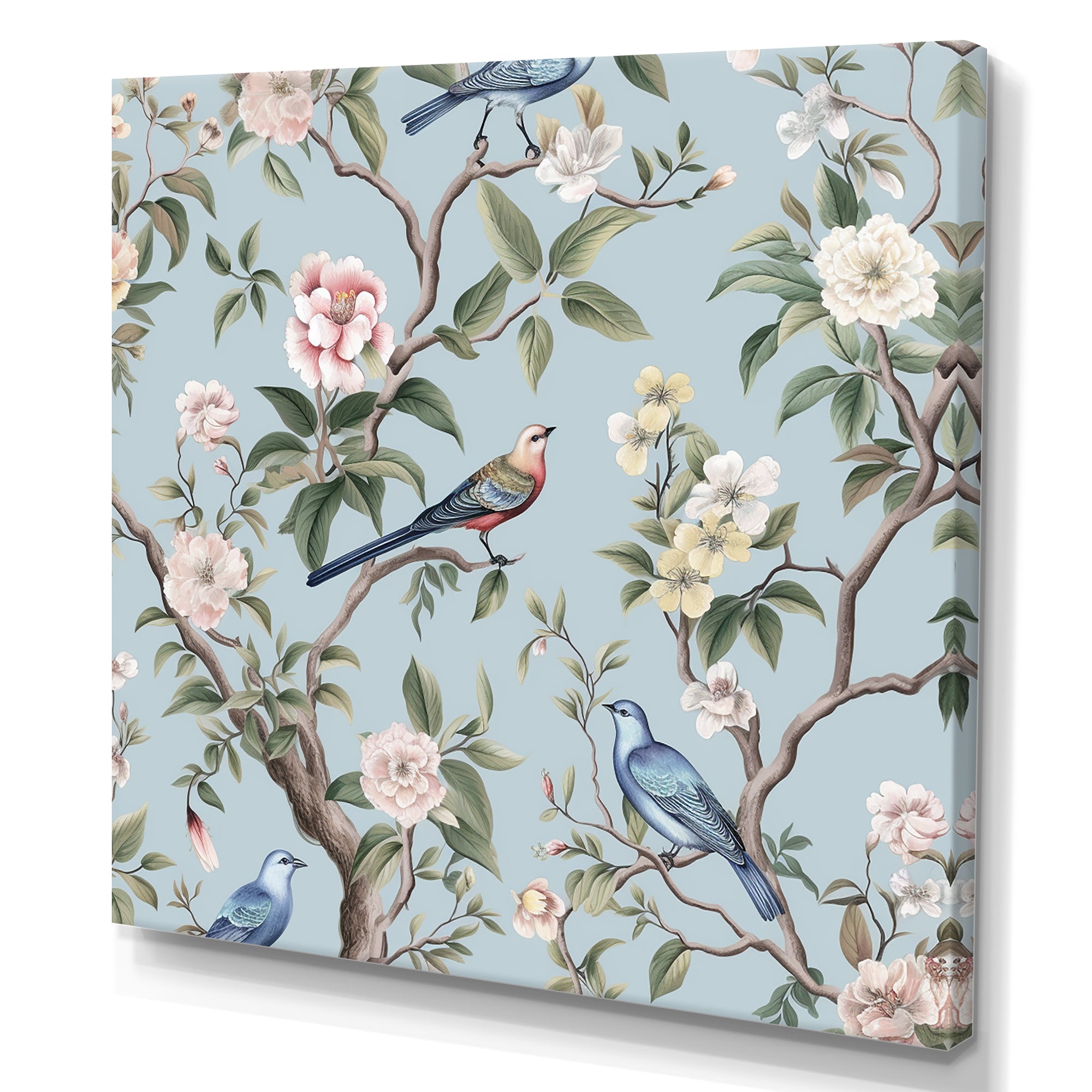 Chinoiserie Birds and Peonies - Bird Bedroom Wall Art