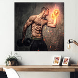 Bodybuilder S Dumbbell On Fire Photo - Aerobic & Bodybuilding Canvas Wall Art