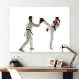 Practicing Combat In Martial Art - Martial Arts Canvas Wall Art