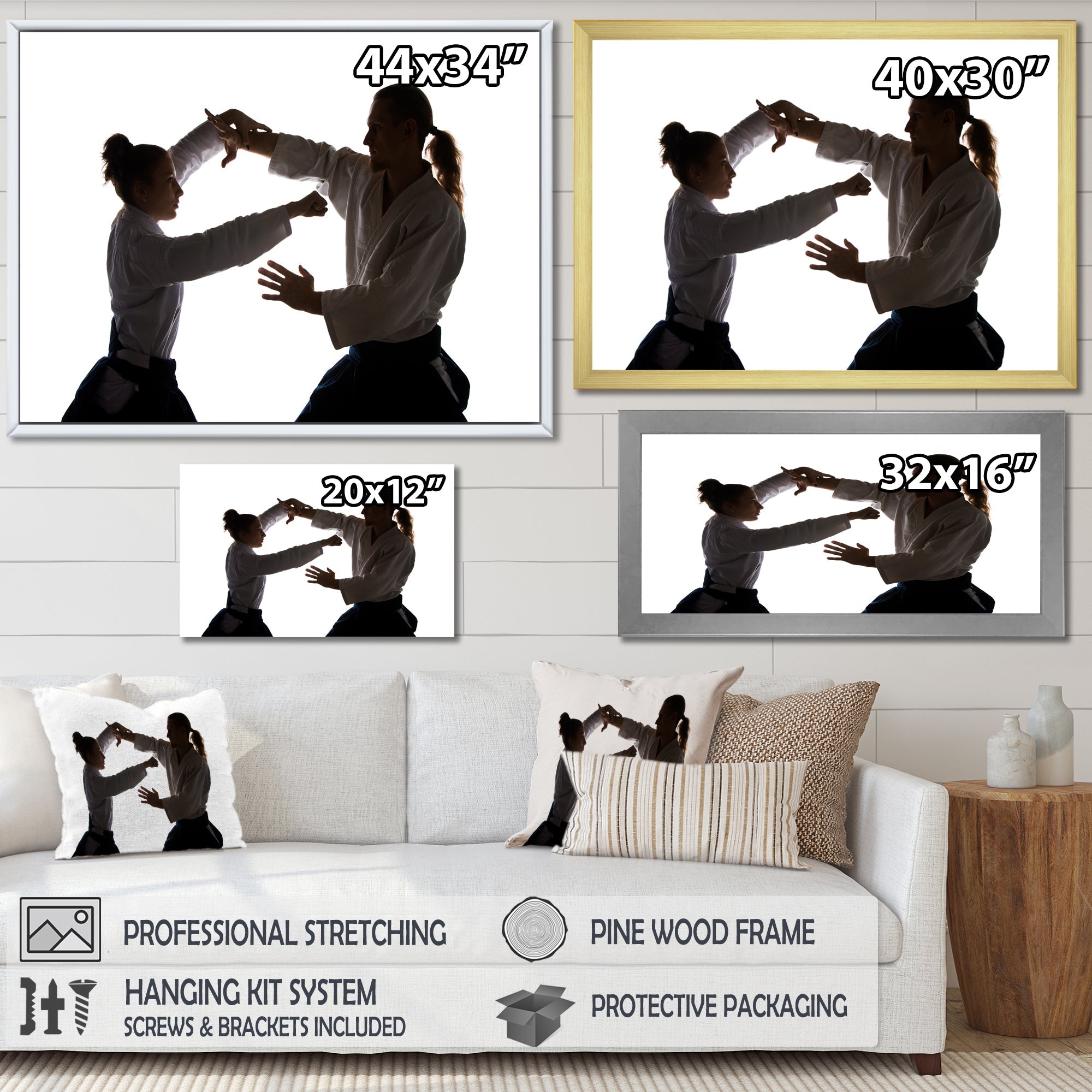 Woman Martial Arts Fight Training Studio - Martial Arts Canvas Wall Art