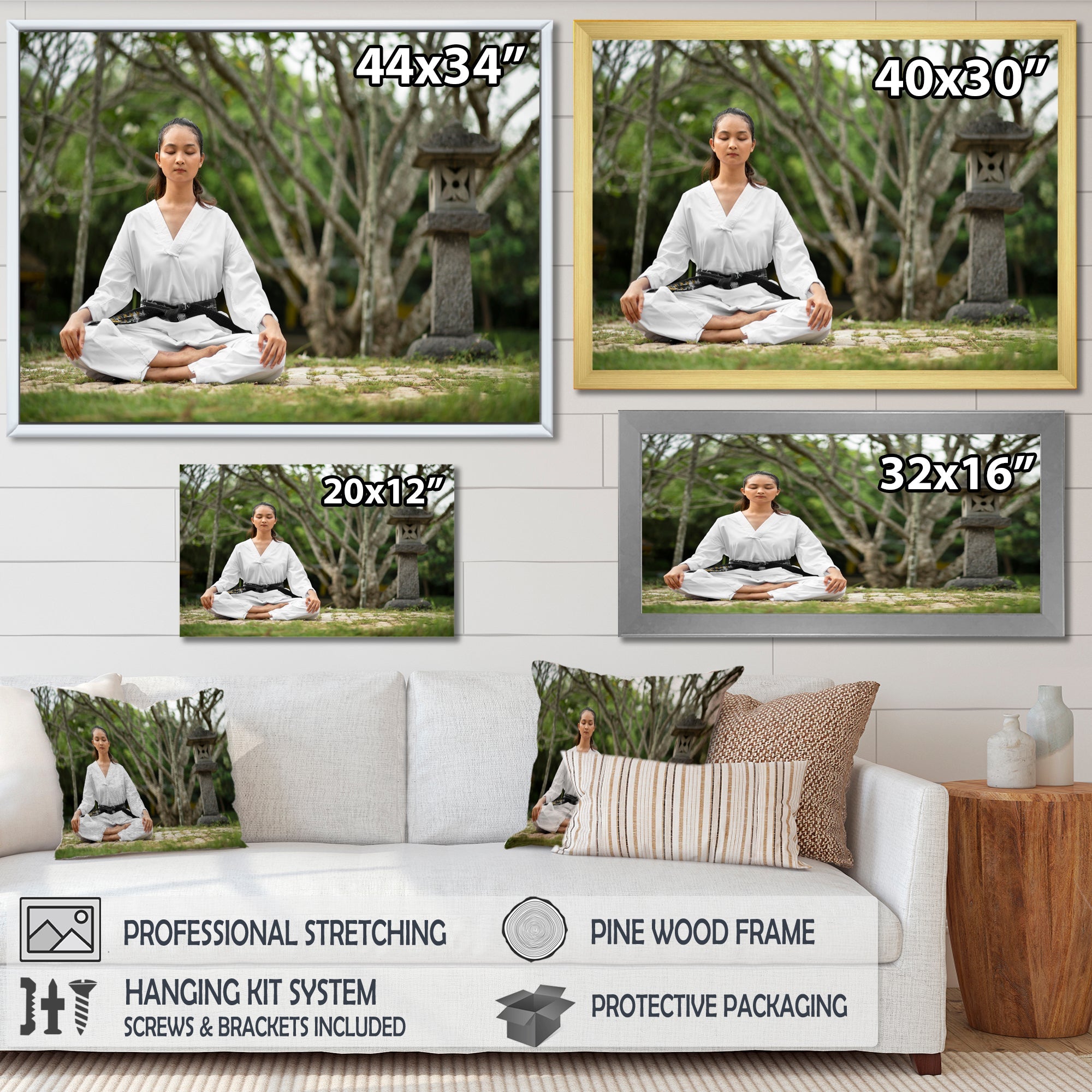 Woman Karate Meditating Mindfulness - Martial Arts Canvas Wall Art
