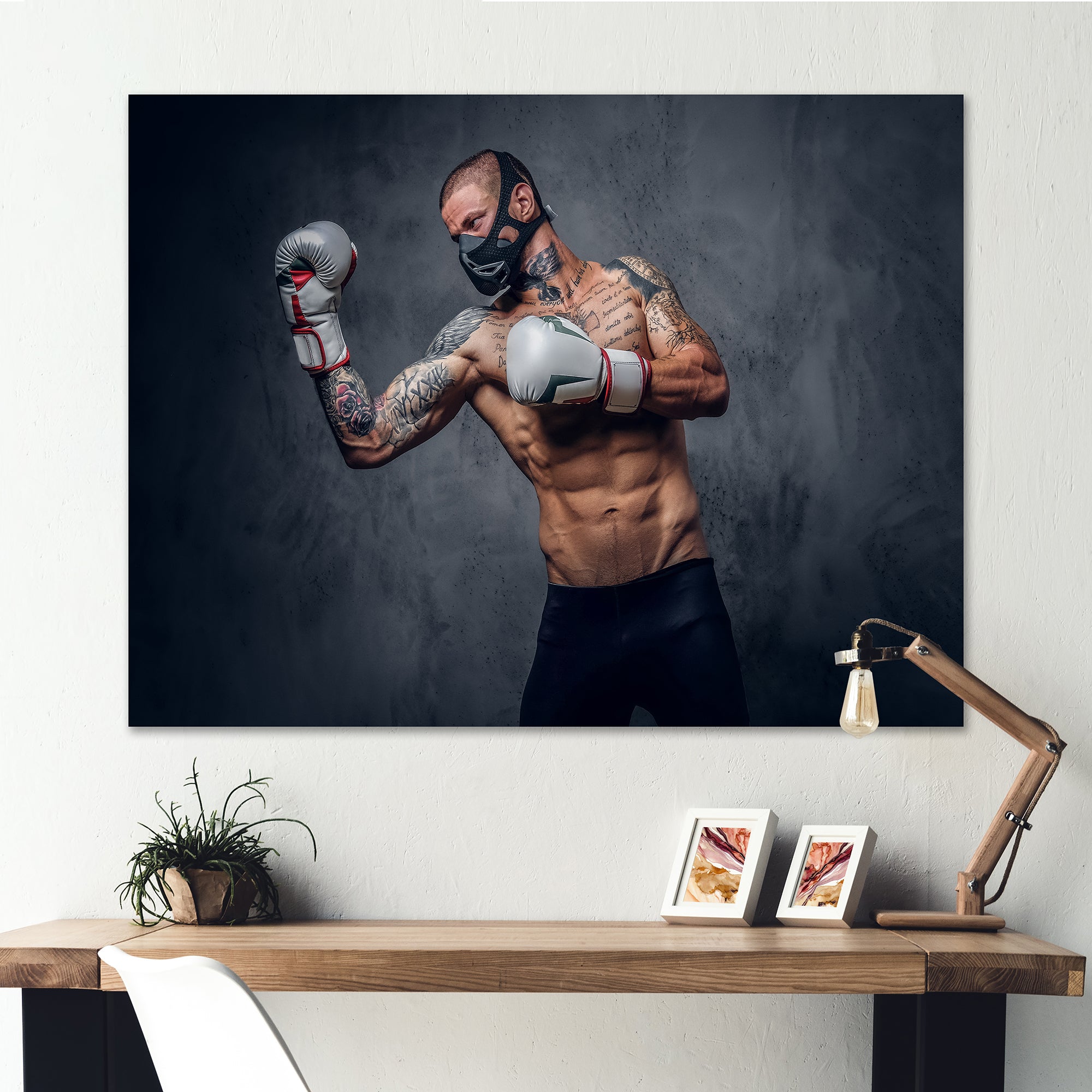 Masked Martial Art Tattooed Fighter - Sport Boxer Canvas Wall Art